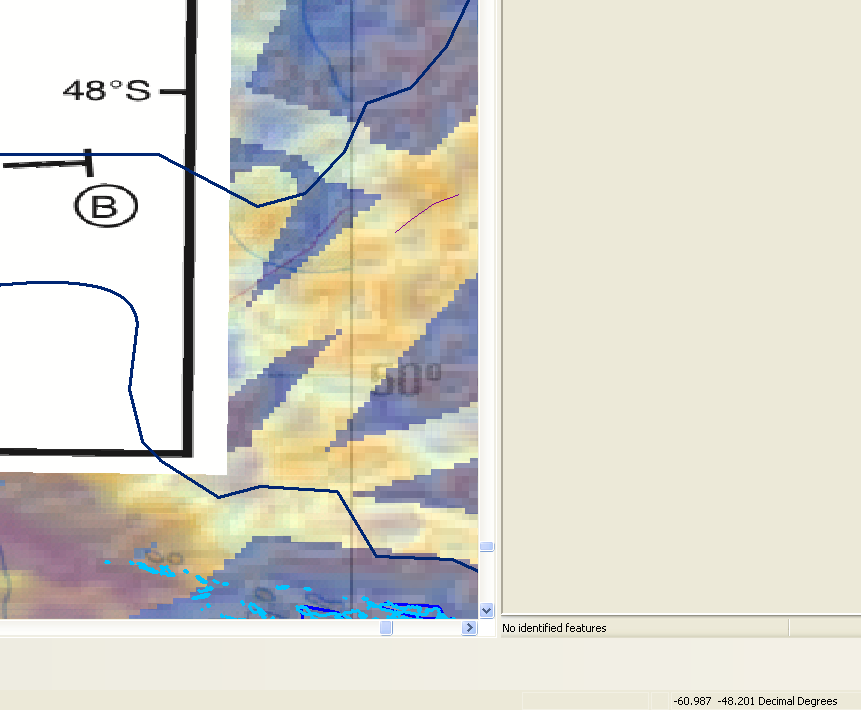  Even the latitudinal position looks ok (mouse position not visible but the reading was taken at the right hand margin at 48˚S) 