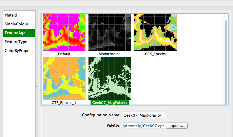 The geological age color palettes can be added to the Draw style (Manage colouring).