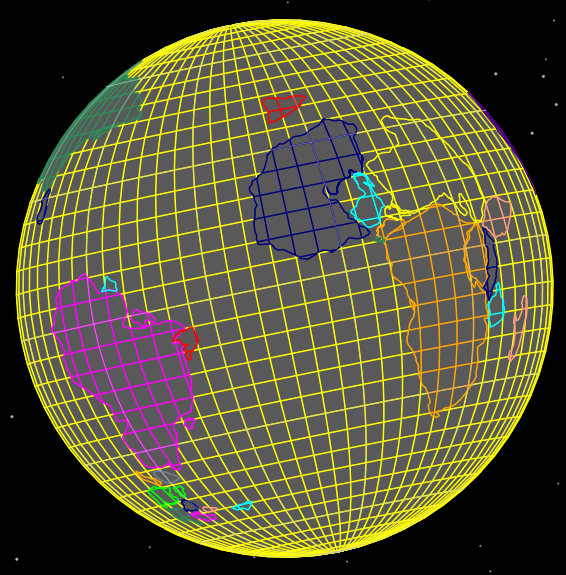 A global graticule (using the default settings) cookie-cut and age-assigned along with plate polygons.