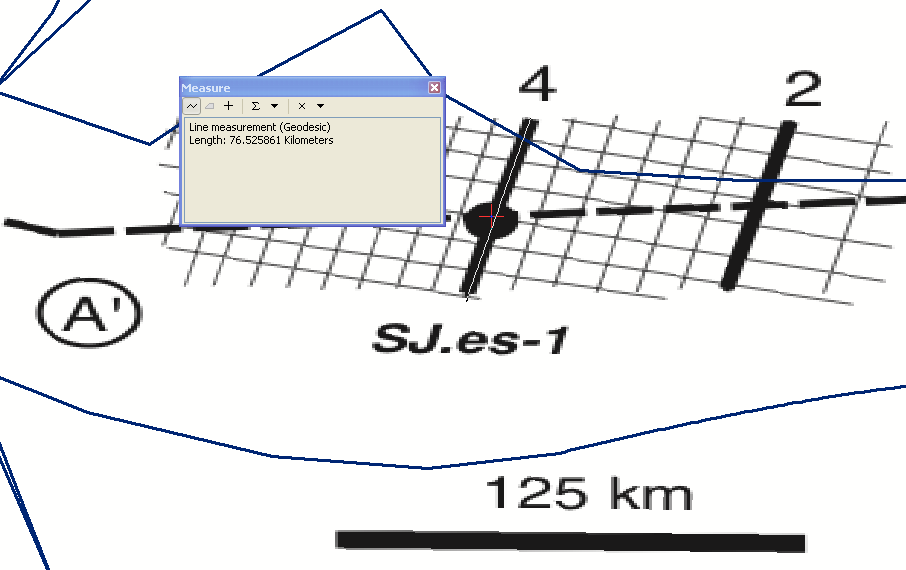  Seismic line dimensions - 75 km long. So far so good.