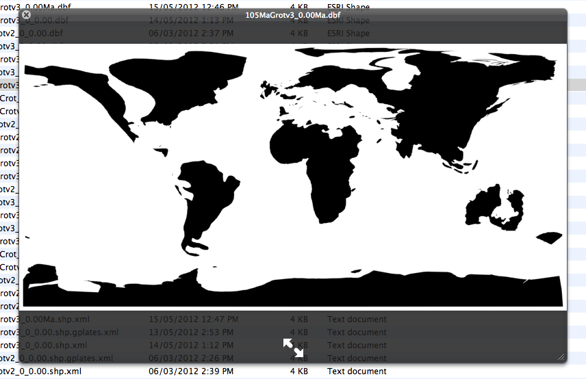  Previewing a shapefile using the GISlook quicklook plugin.