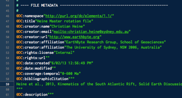  Raw text representation of the GROT DublinCore file metadata description